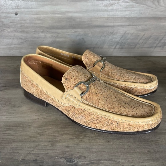 Donald Pliner Natural Tan Made In Italy Loafers Slip On Dress Shoes Mens 9M - Picture 1 of 16
